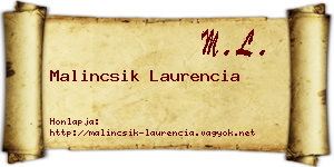 Malincsik Laurencia névjegykártya